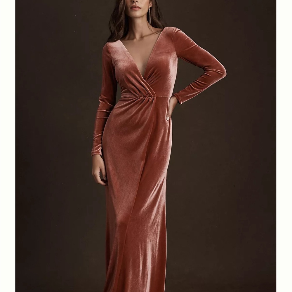 Jenny Yoo Velvet dress , English rose color